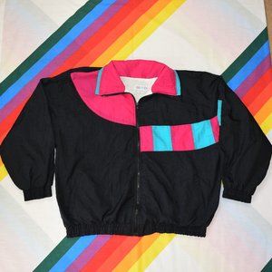 80/90s Color-block Windbreaker Track Jacket by Marina Bay